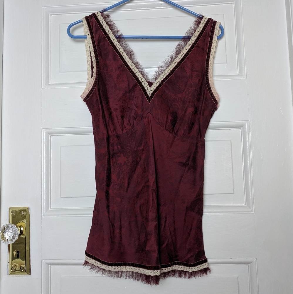 The Limited Dark Magenta V-Neck Silk Top